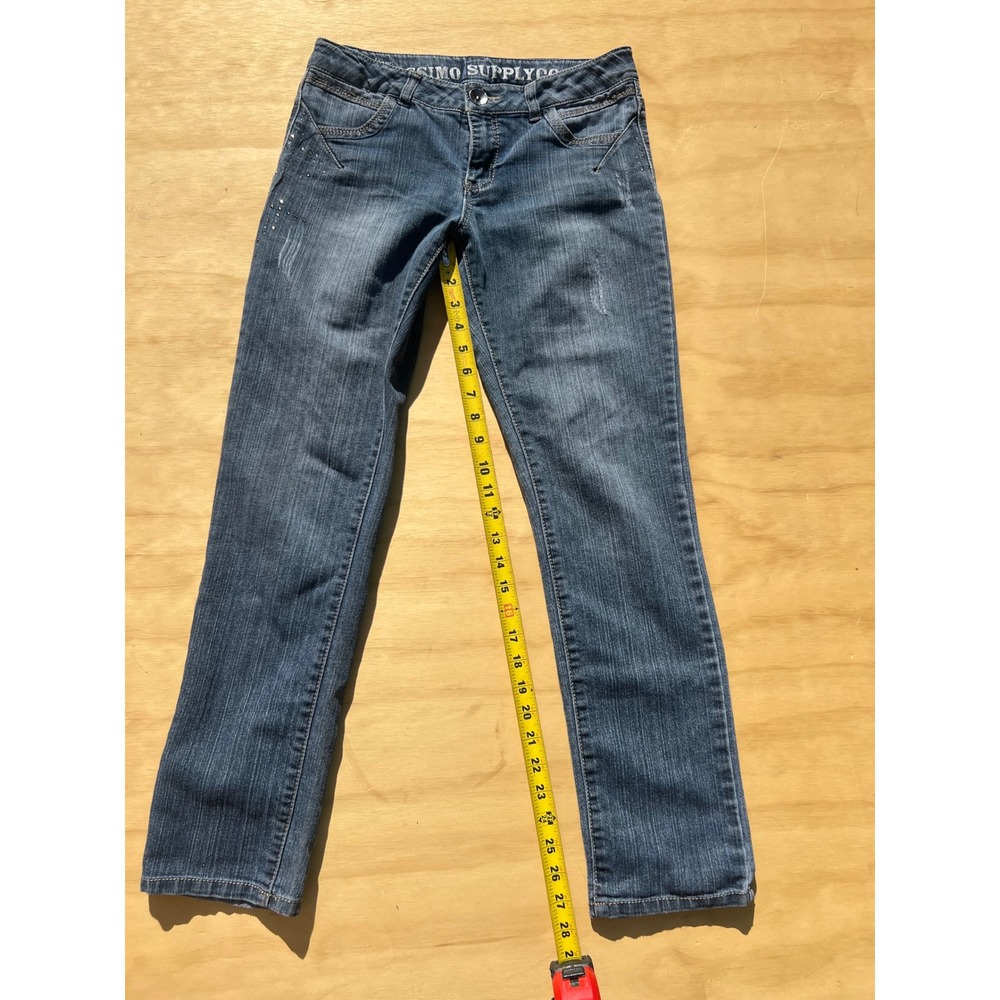 Mossimo Supply Co Girls Skinny Jeans Size 16 Medium Wash Studded Distressed Blue